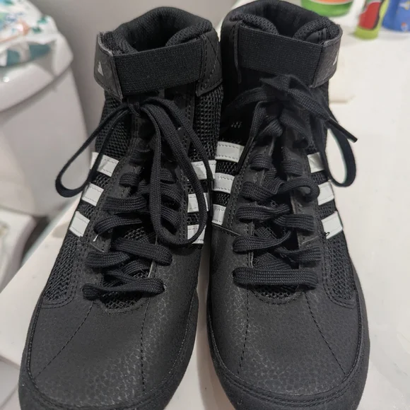 Adidas Black and White High-Top Sneakers - Picture 2 of 6